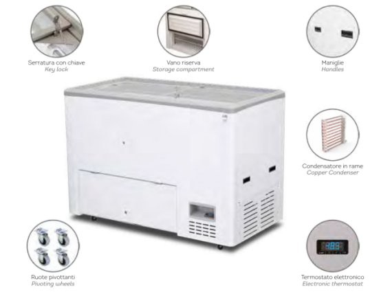 Frigorifero a pozzetto per gelati BMAX 680 VT -18/-23°.